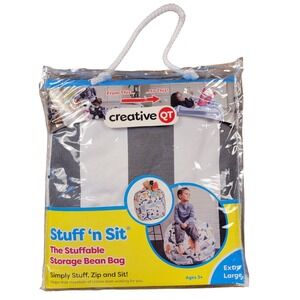 Creative QT Stuff 'n Sit Extra‎ Large Storable Bean Bag Gray White